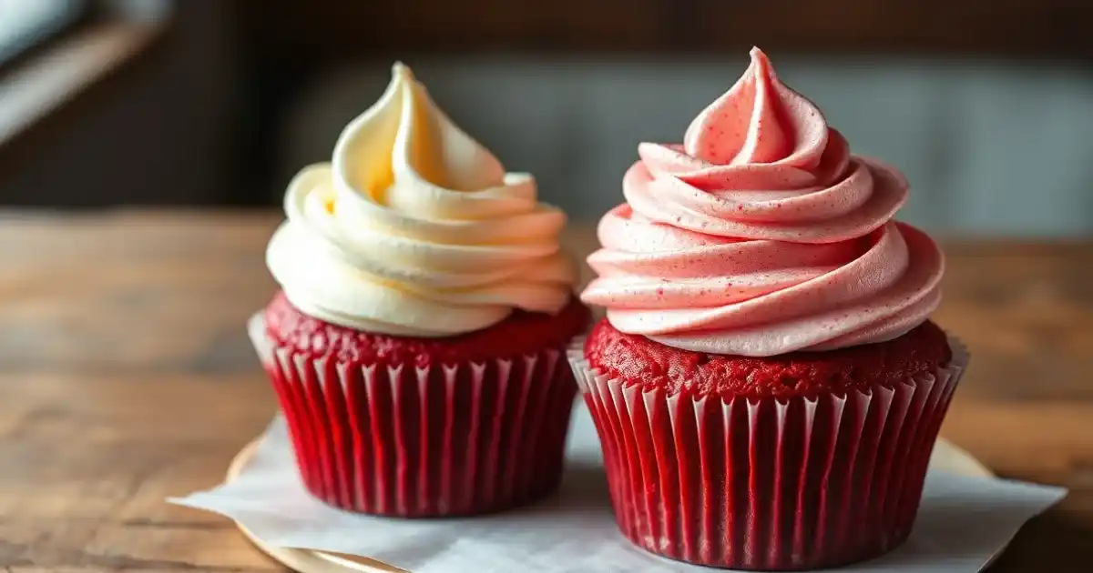 red velvet cupcake and ice cream