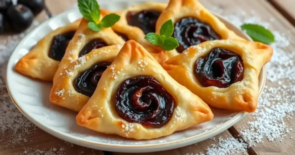 triangle prune pastry,filled puff pastry triangle prune