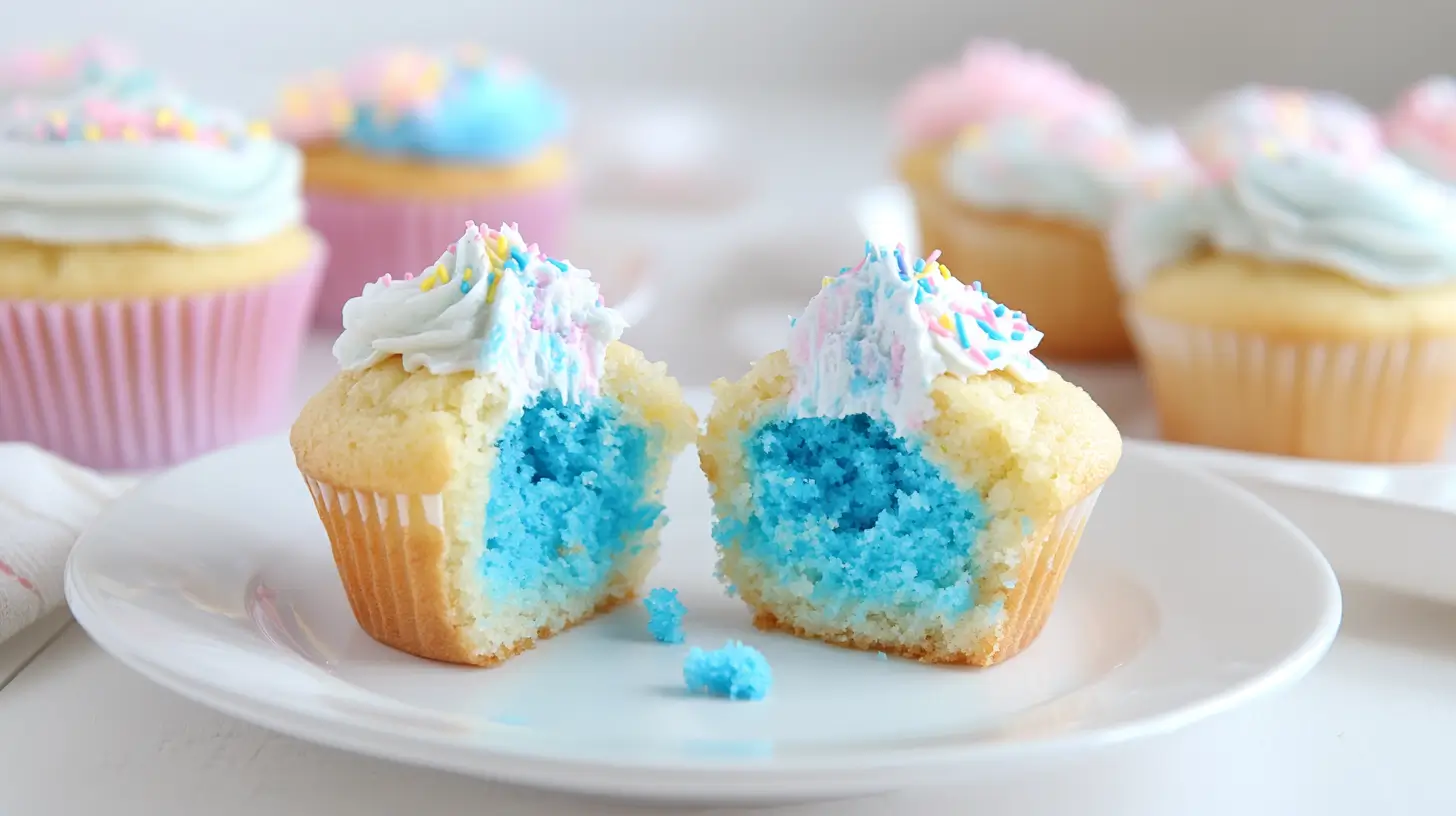 Gender reveal cupcakes