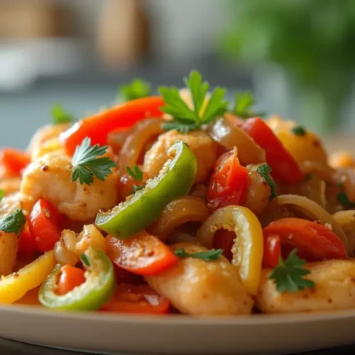 Chicken peppers onions