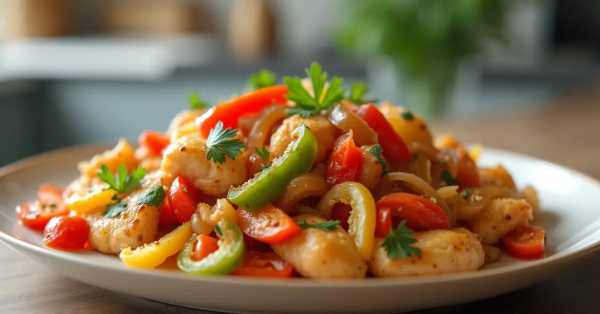 Chicken peppers onions