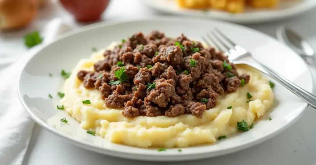 Ground beef and mashed potatoes