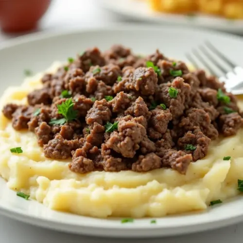 Ground beef and mashed potatoes