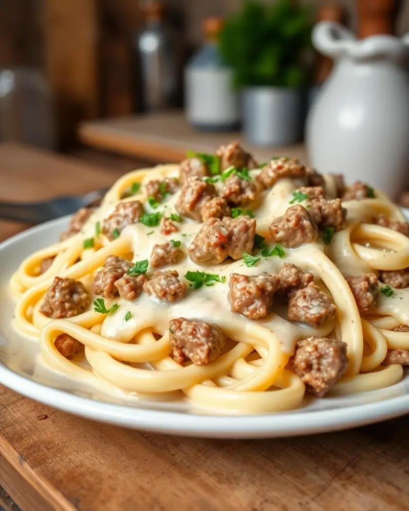 beef pasta alfredo recipe