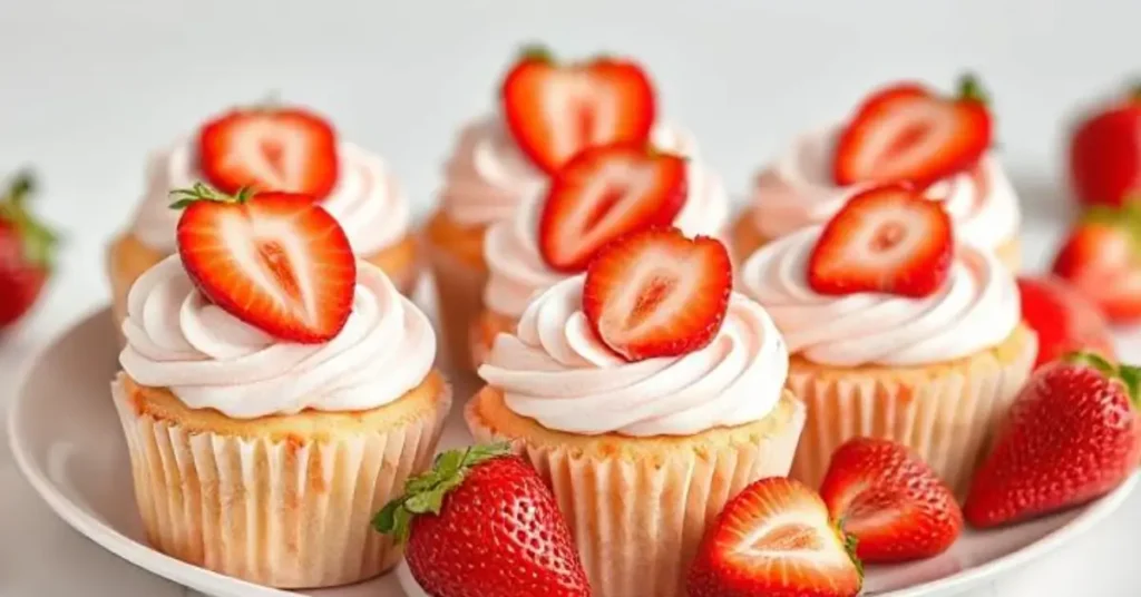 Strawberry shortcake cupcakes