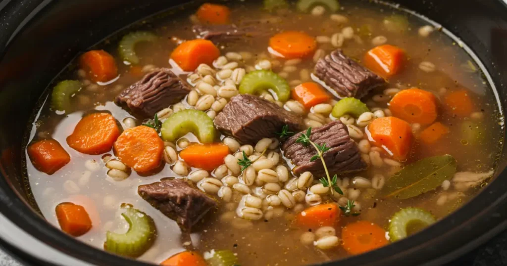 beef barley soup in crockpot