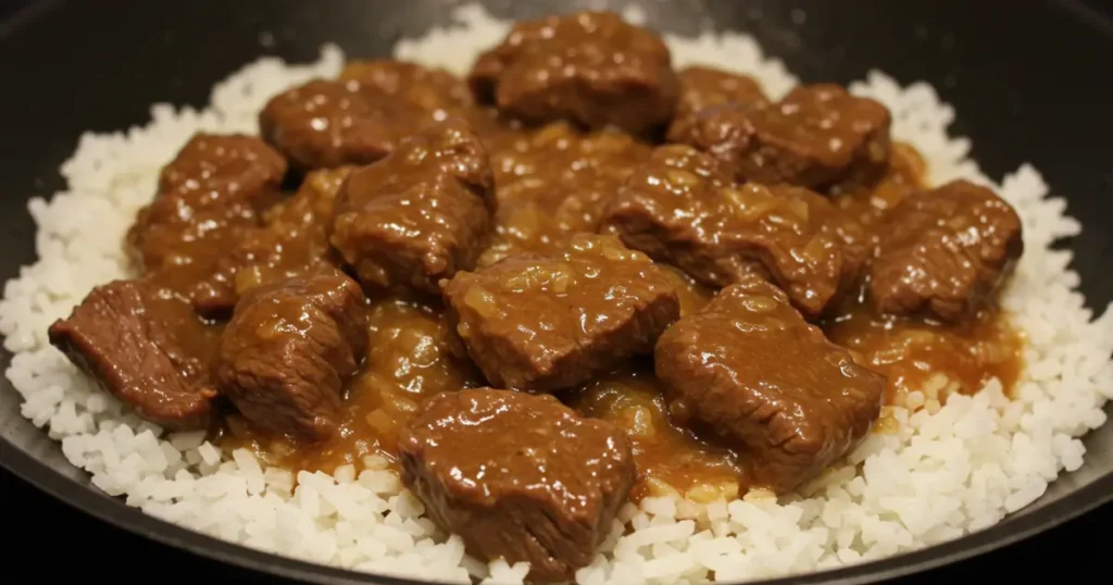 beef tips and rice