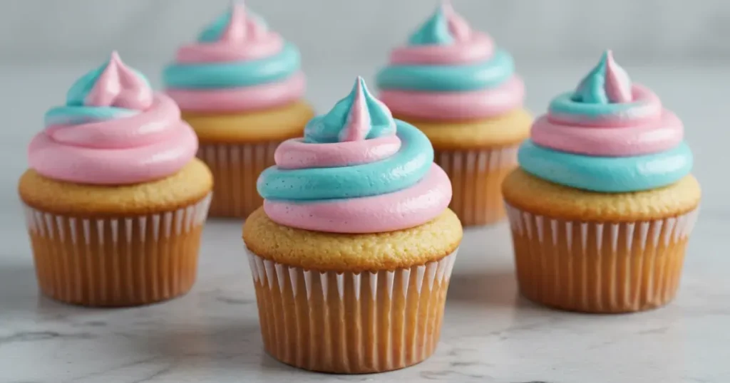 pink and blue cupcakes