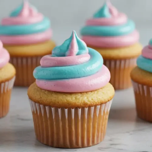 pink and blue cupcakes