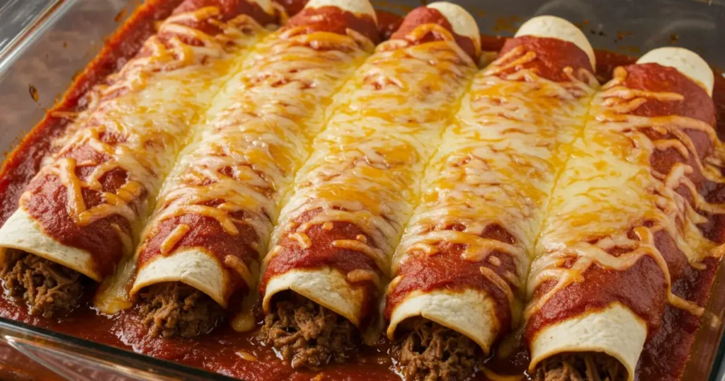 shredded beef enchiladas