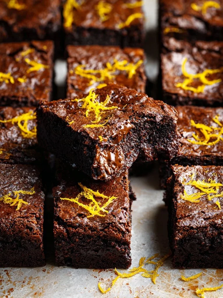 Decadent orange brownies with chocolate and citrus flavors