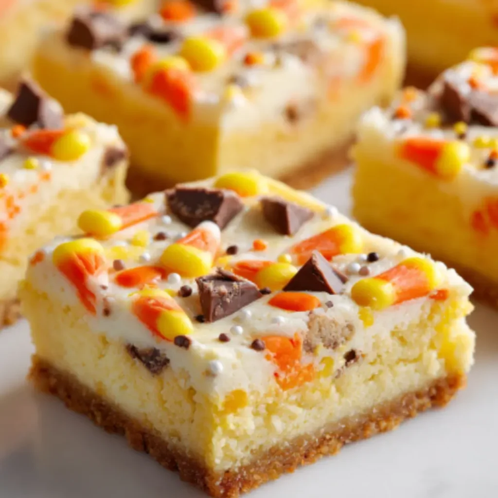 Candy Corn Cheesecake Bars