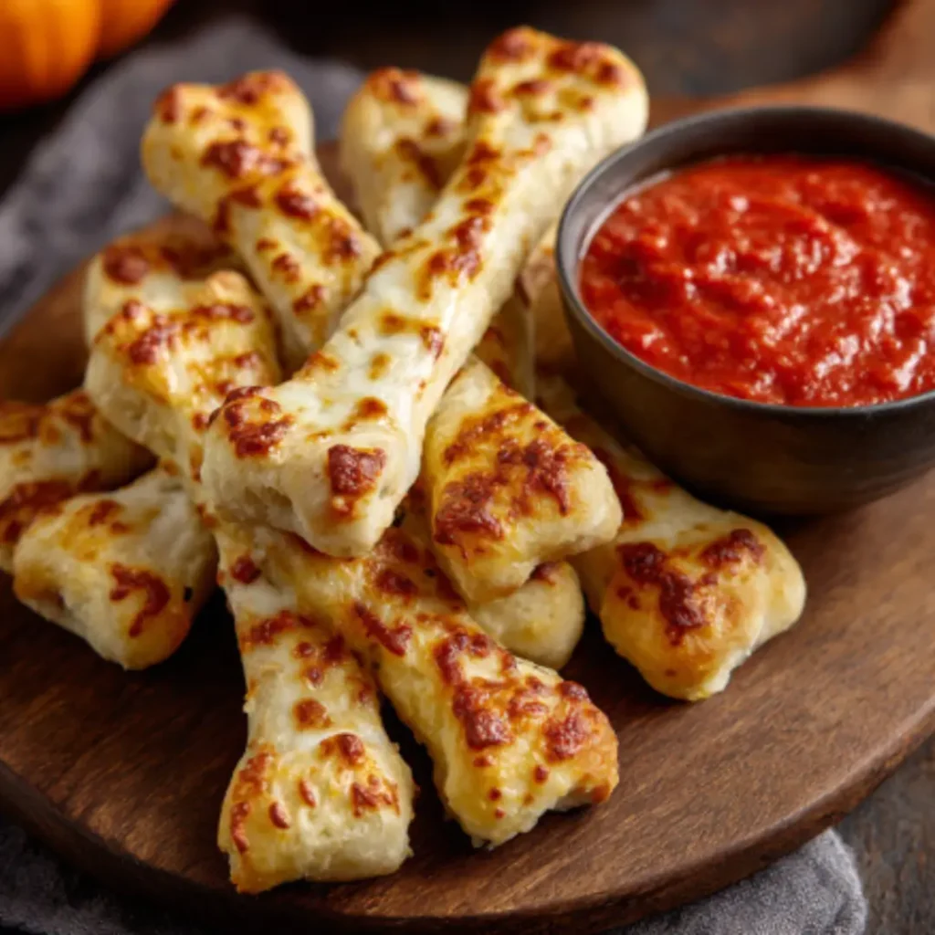 Cheesy Halloween Breadstick Bones