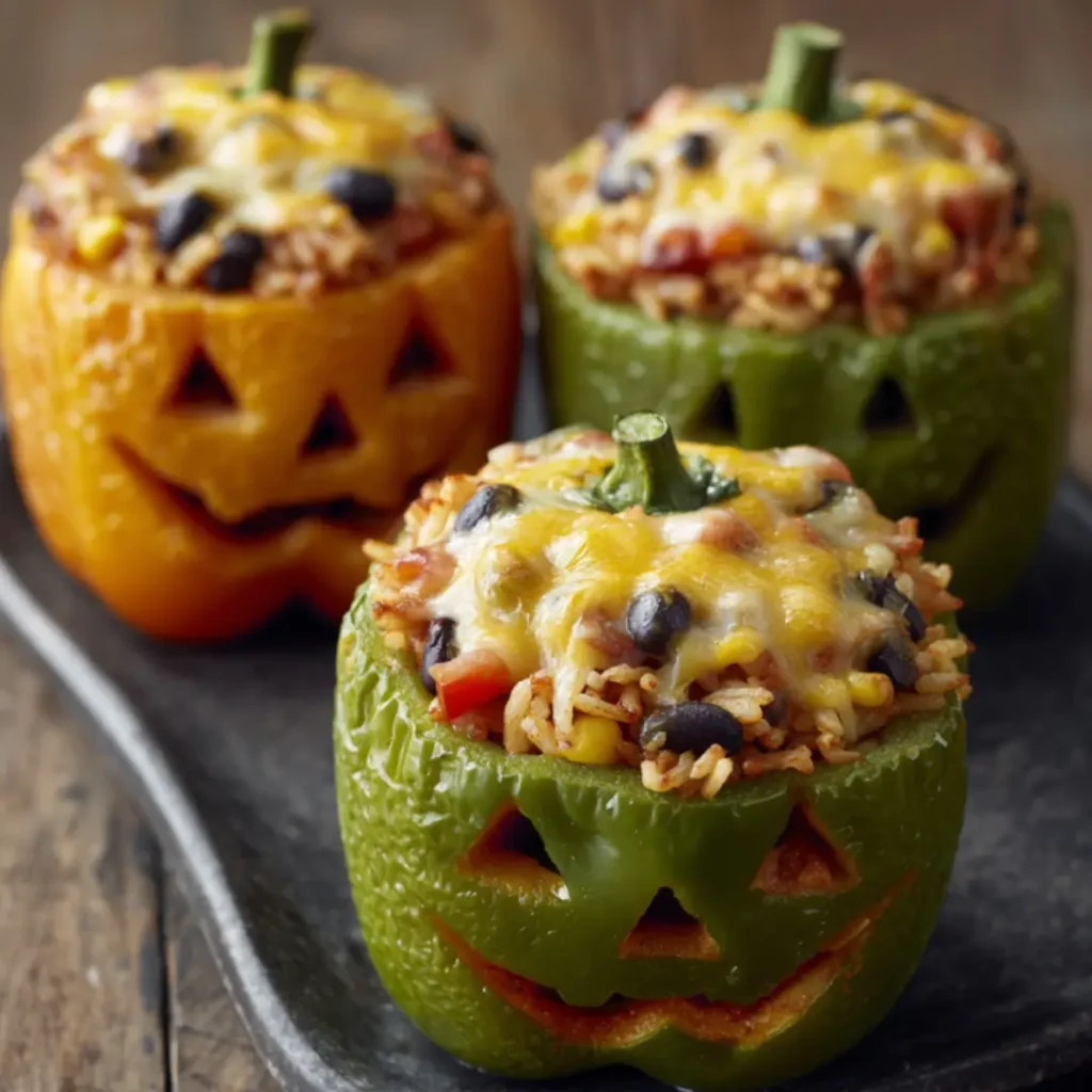Shredded Chicken & Rice Stuffed Peppers