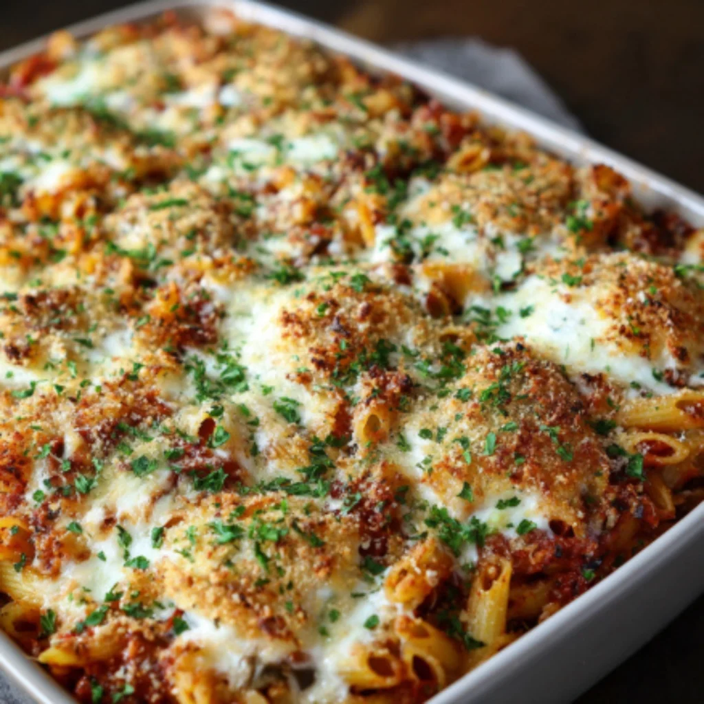 Eggplant Parmesan Pasta Casserole