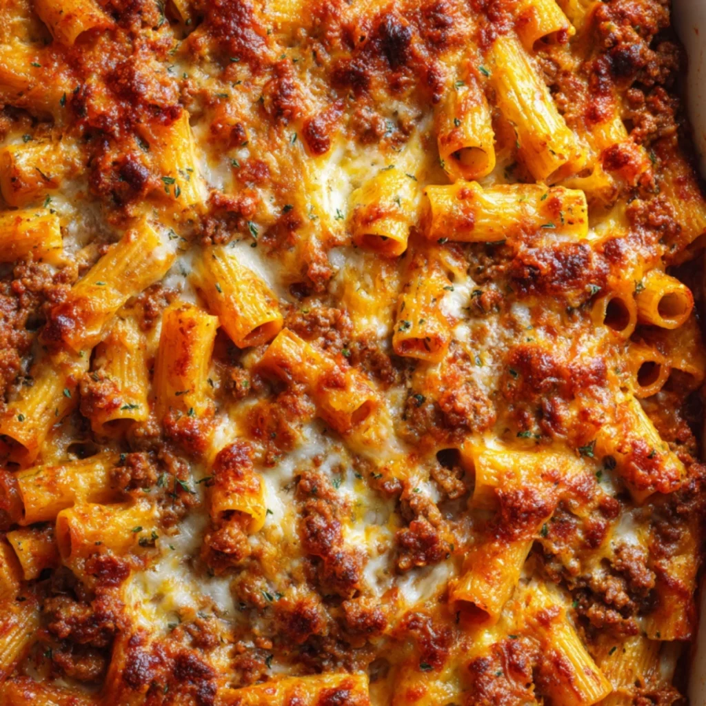 baked rigatoni with meat sauce