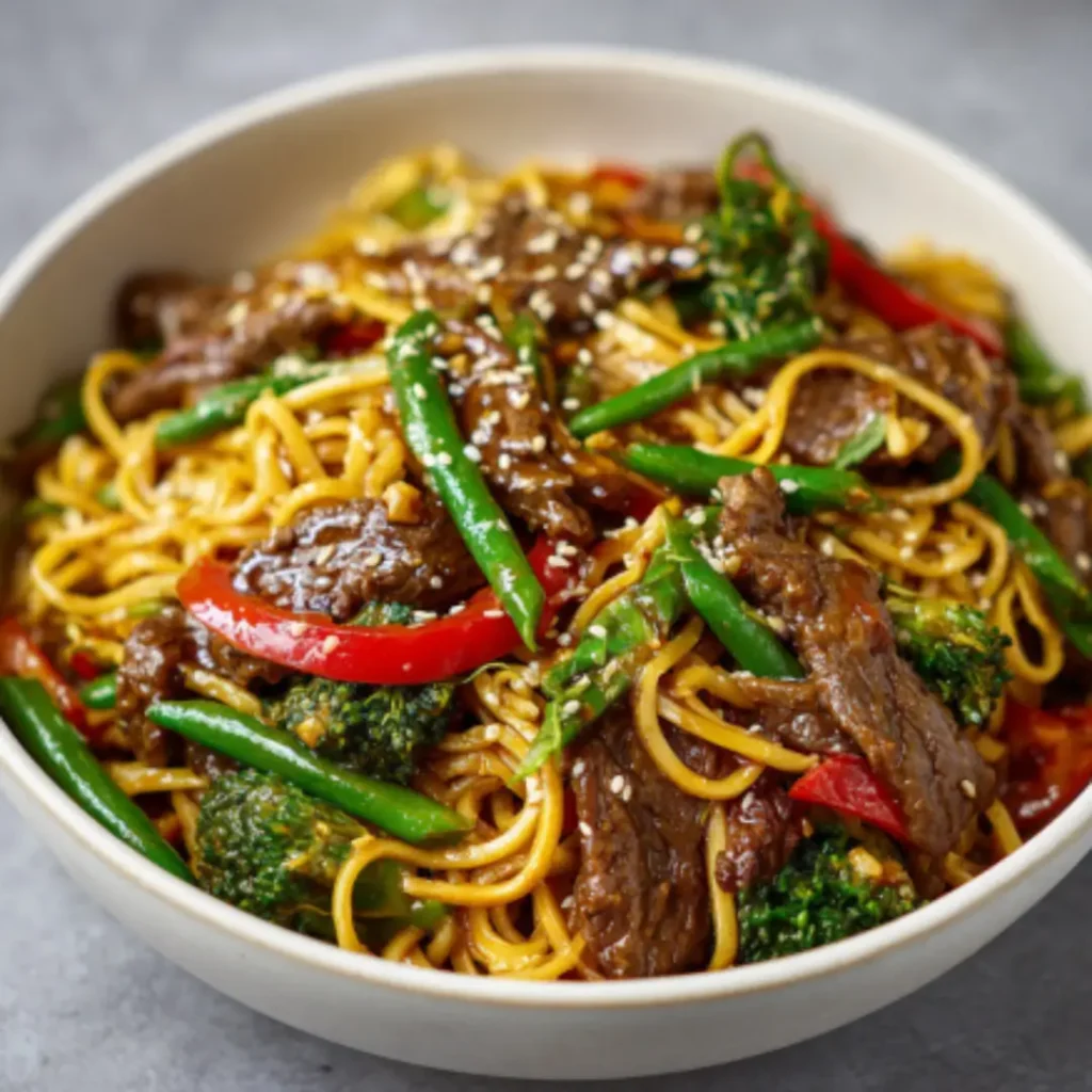 beef noodle stir fry