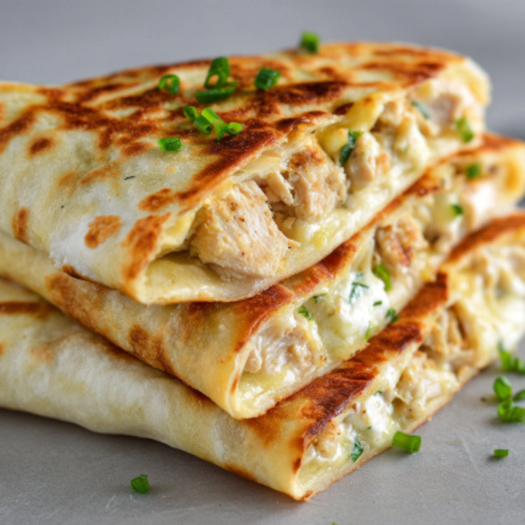 cheesy garlic chicken wraps