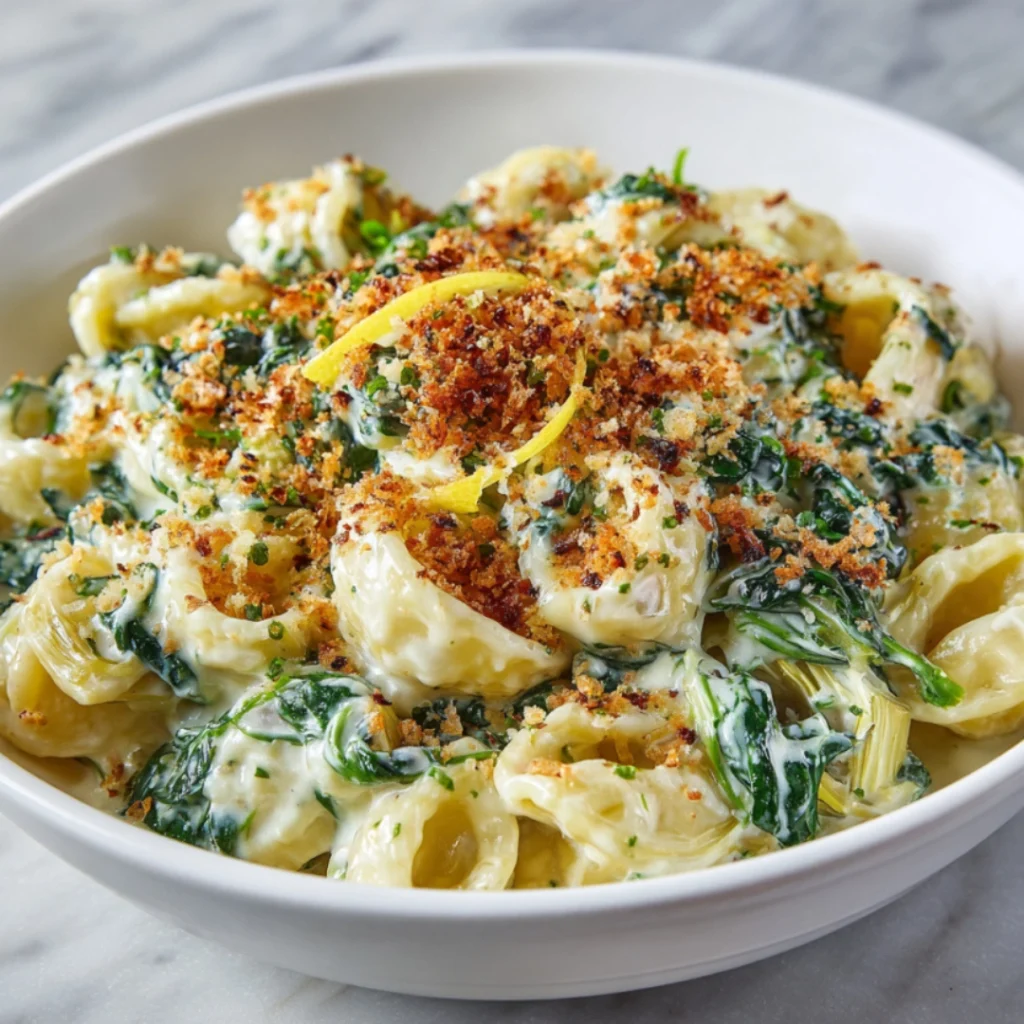 creamy spinach and artichoke pasta