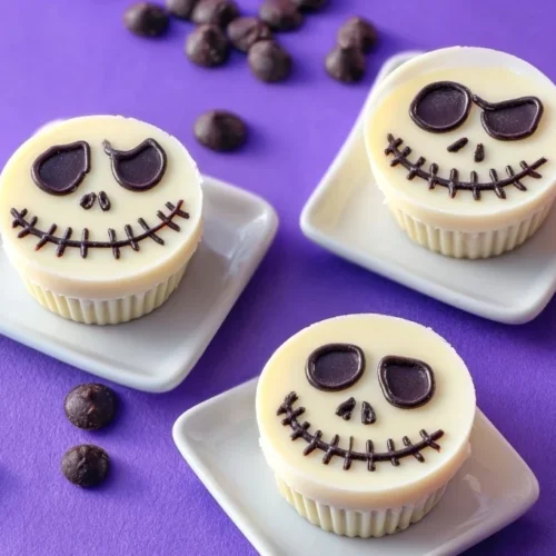 Delicious Jack Skellington Cheesecakes decorated for Halloween