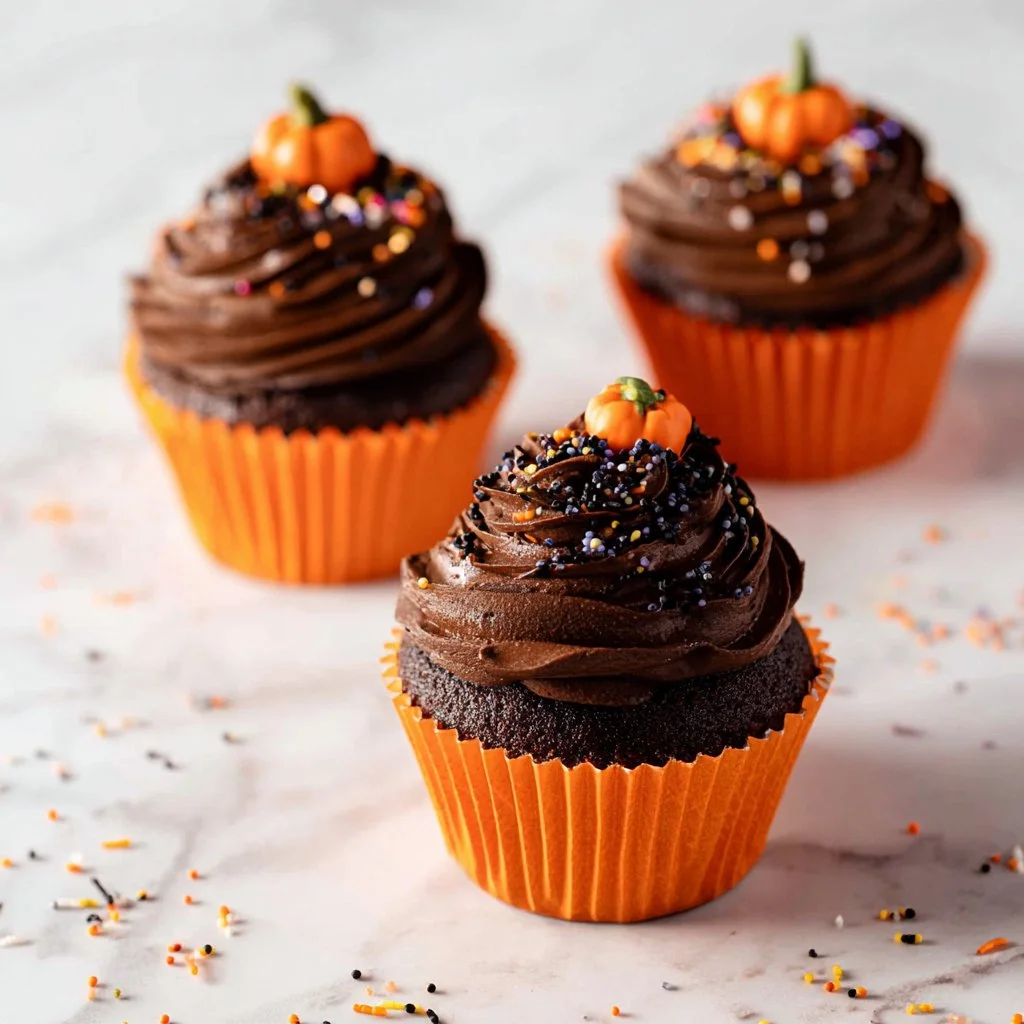 Mini Chocolate Halloween Cupcakes