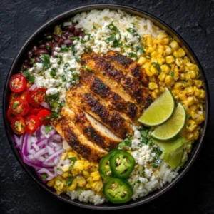 street corn chicken rice bowl