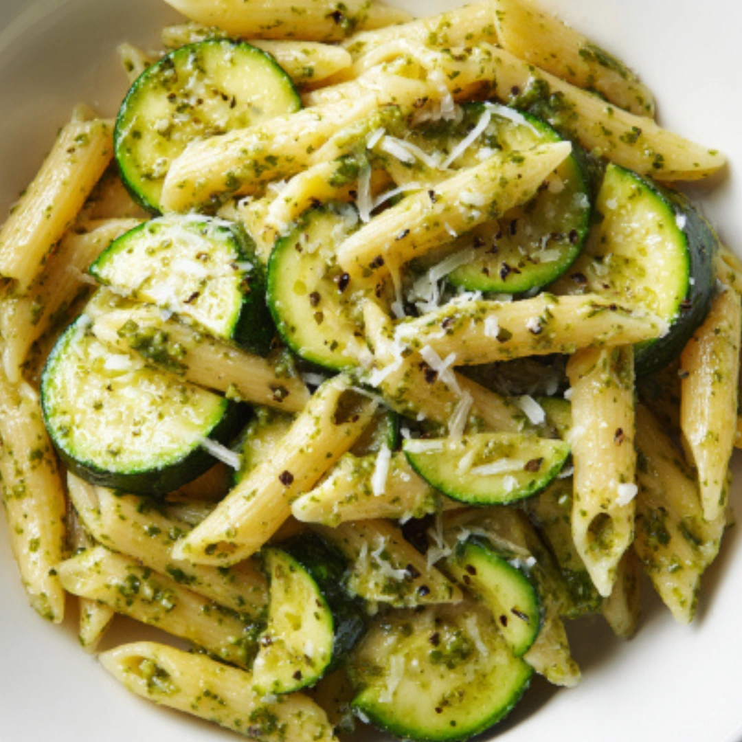 zucchini pasta with pesto