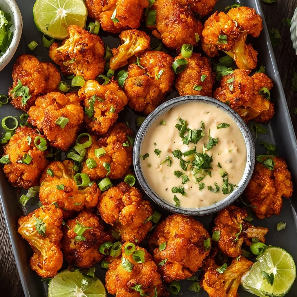 Crispy Air Fryer Buffalo Cauliflower served as a healthy appetizer