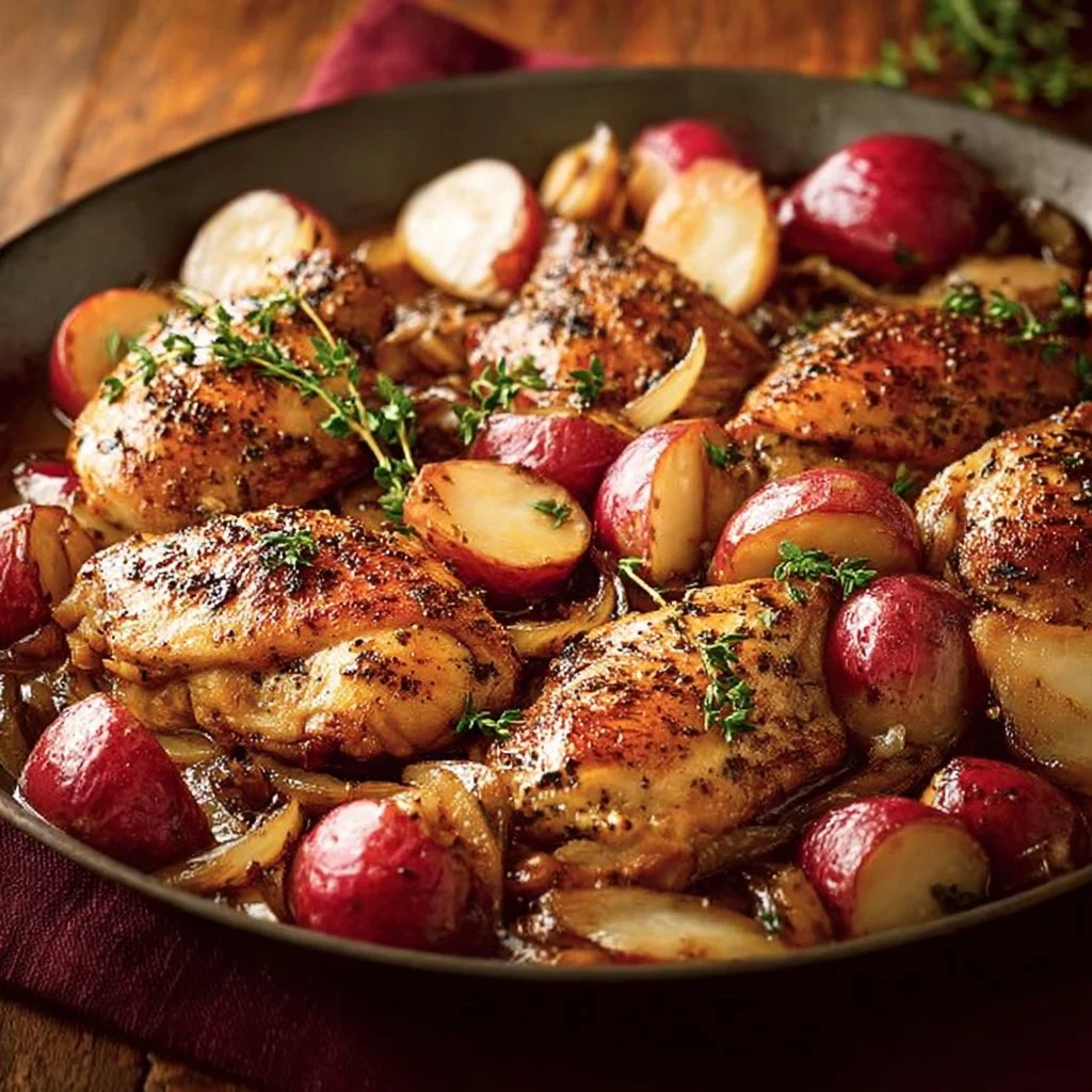 Autumn Harvest Chicken Skillet with seasonal vegetables and herbs