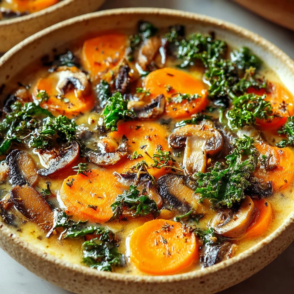 Bowl of autumn wild rice soup filled with vegetables and spices