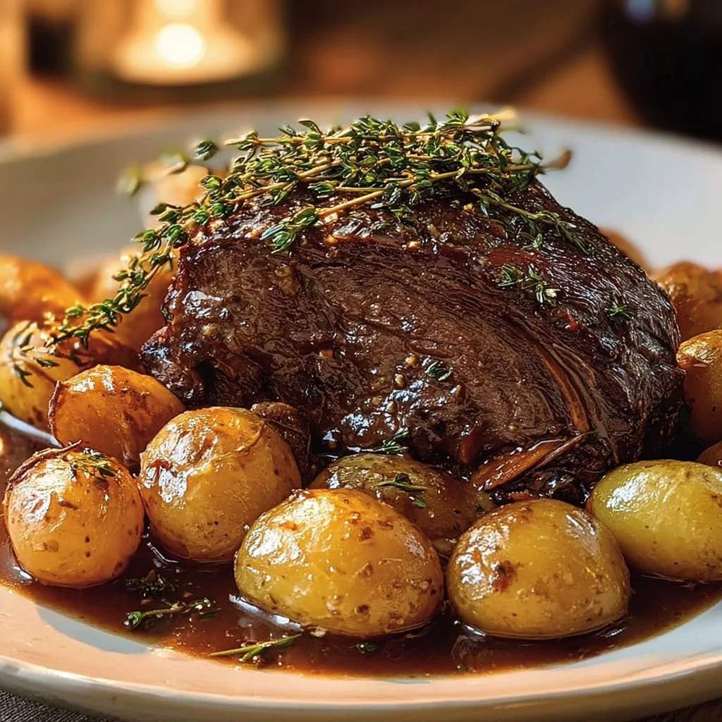 Delicious pot roast cooked in a crock pot with vegetables and spices