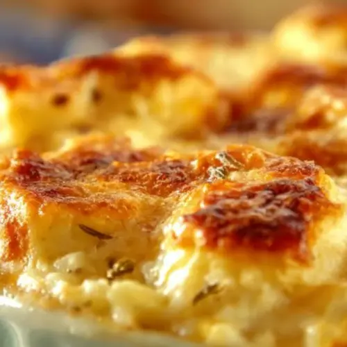 Delicious Boursin cheese scalloped potatoes baked to golden perfection