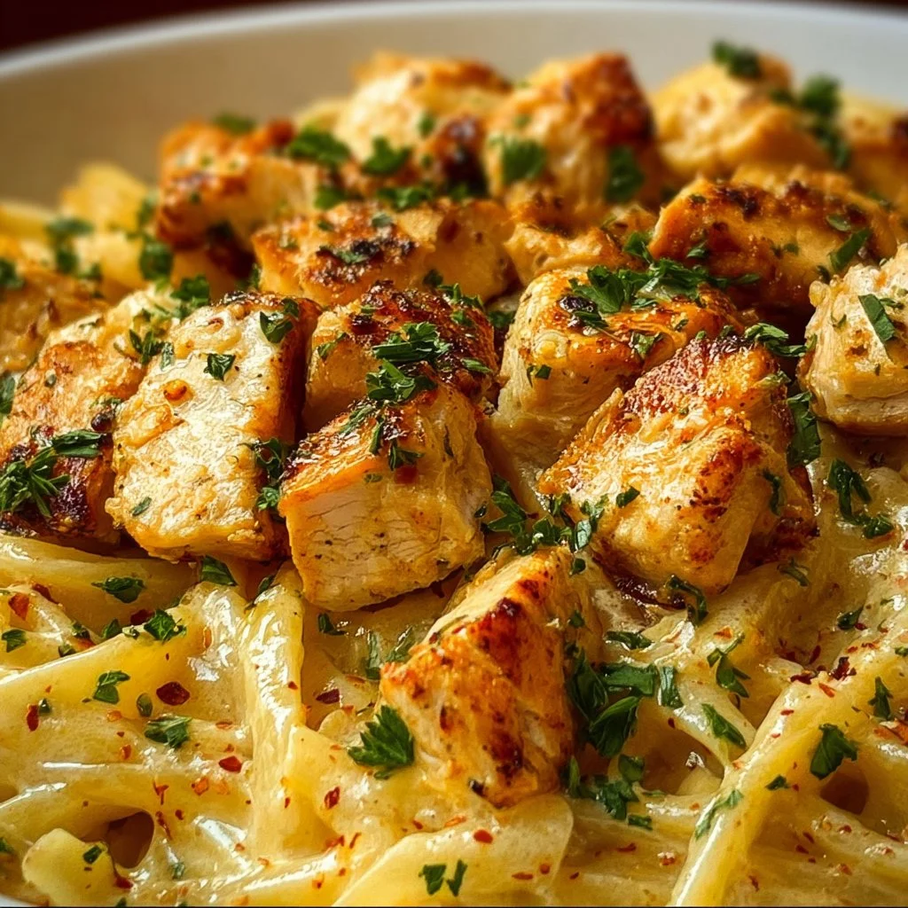 Delicious Boursin Chicken Pasta served in a bowl with fresh ingredients.