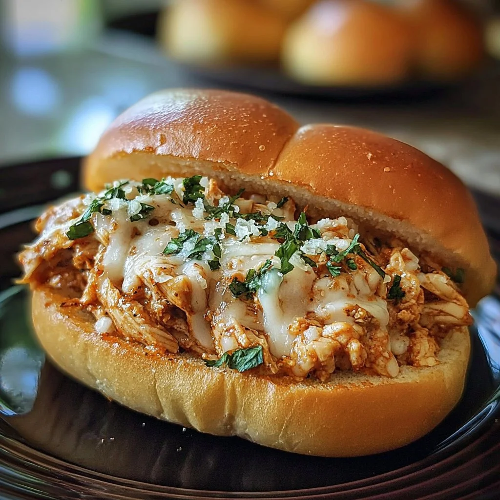 Savory Chicken Alfredo Sloppy Joes with creamy sauce and tender chicken