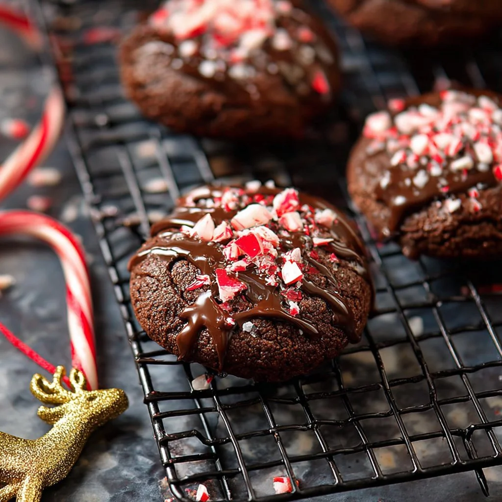 Delicious Chocolate Candy Cane Cookies with festive peppermint sprinkles