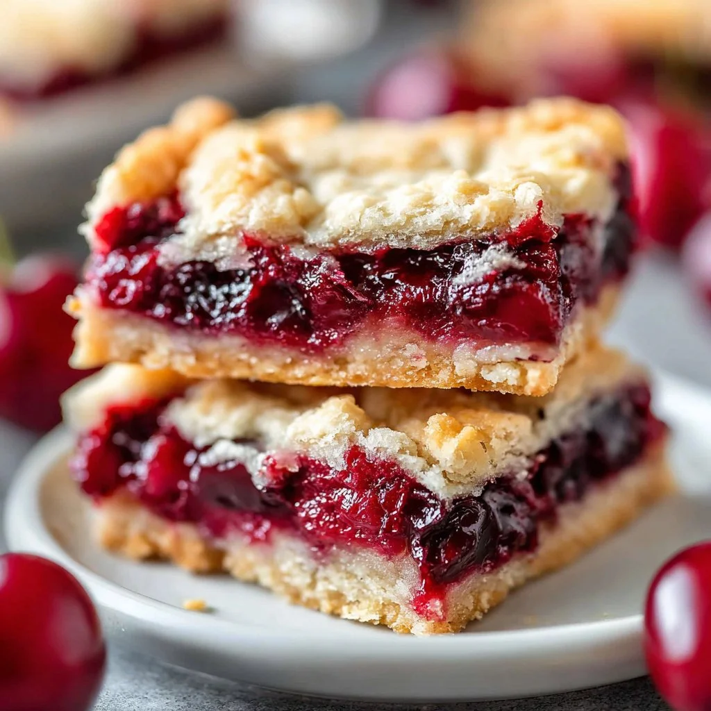 Delicious Christmas Cherry Bars ready for the holiday season.
