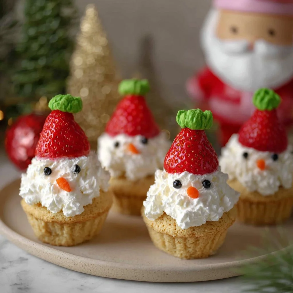 Decorative Christmas Gnome Cookies on a festive plate