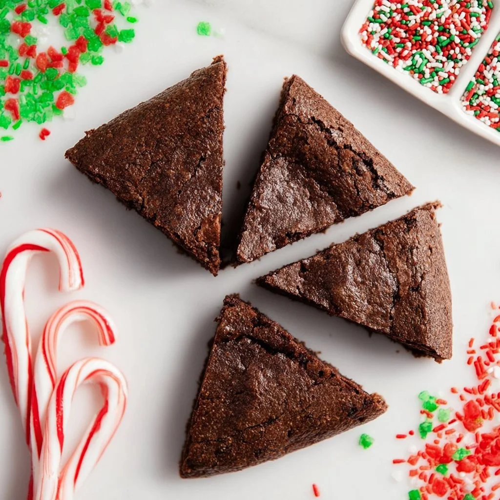 Delicious Christmas tree brownies decorated for the holiday season