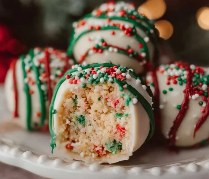 Festive Christmas Tree Cake Truffles inspired by Little Debbie's cakes