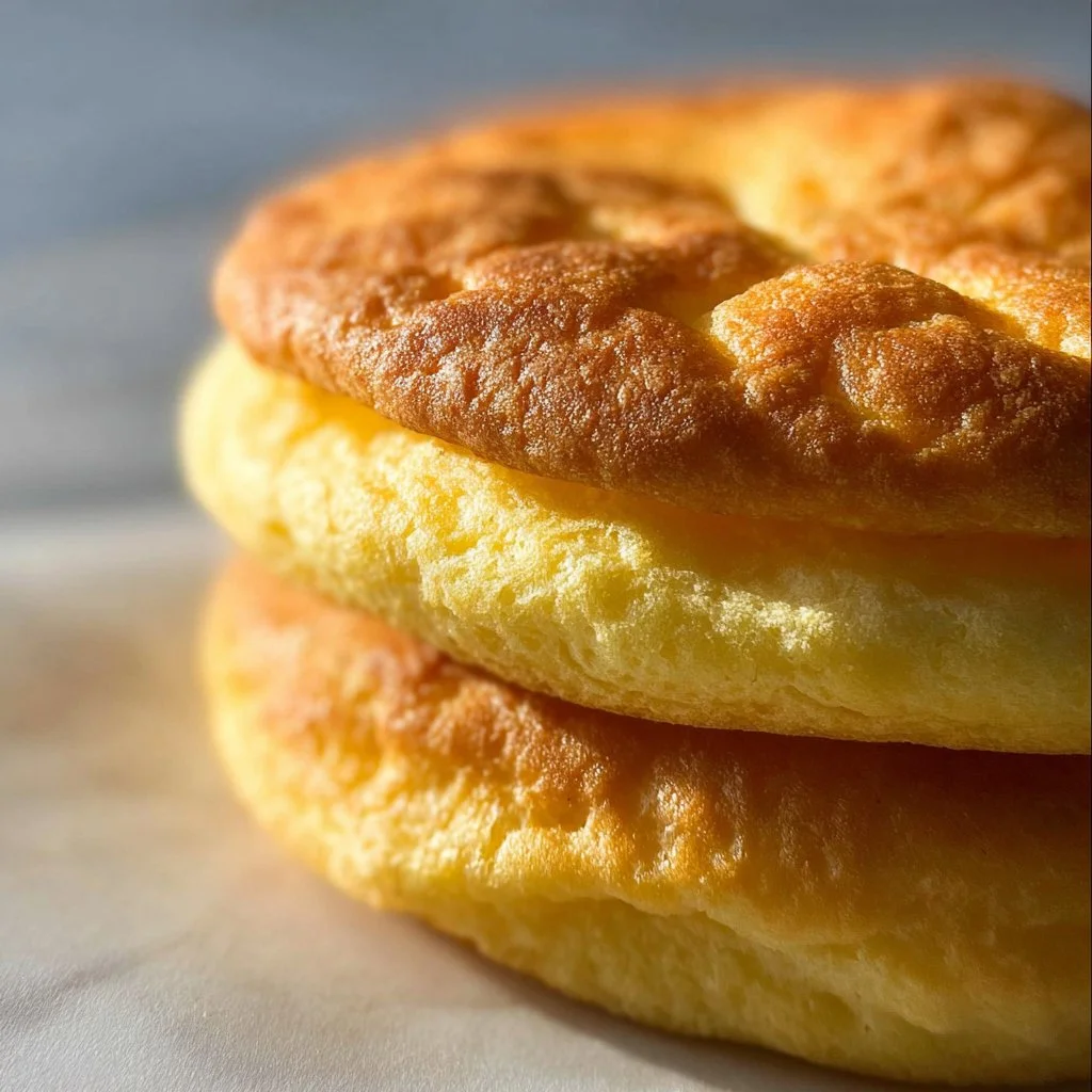 Delicious Cloud Bread on a wooden cutting board