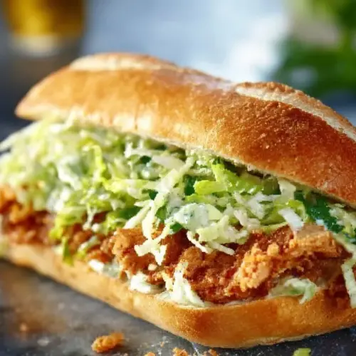 Crispy Chicken Caesar Sandwich with lettuce and dressing on a toasted bun