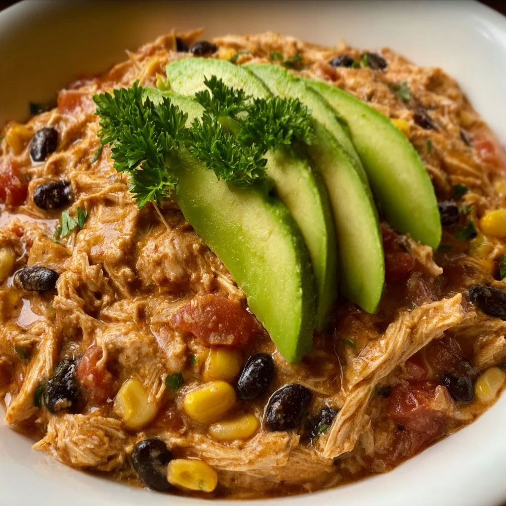 Crock Pot Fiesta Chicken with colorful vegetables and spices