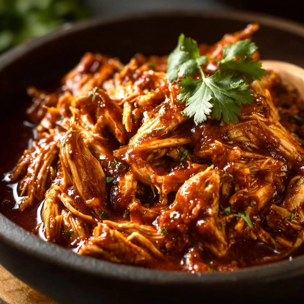 Delicious and tender Crockpot BBQ Chicken served on a plate