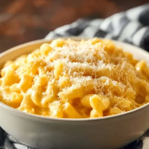 Delicious Crockpot Mac and Cheese in a serving dish
