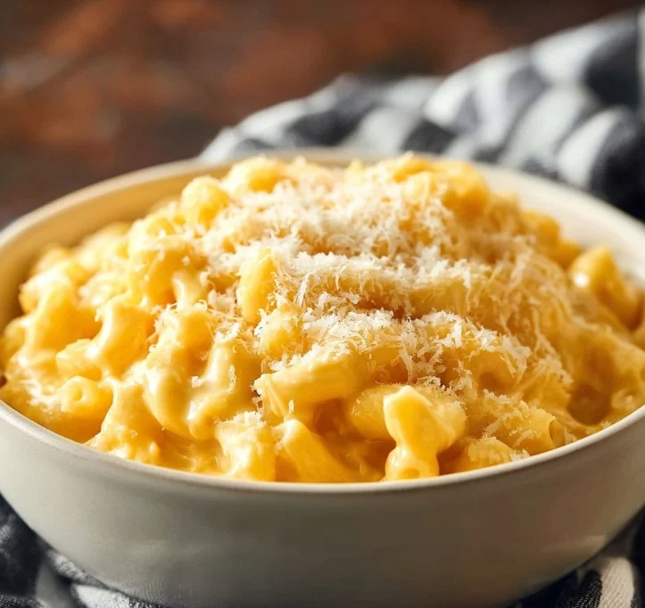 Delicious Crockpot Mac and Cheese in a serving dish