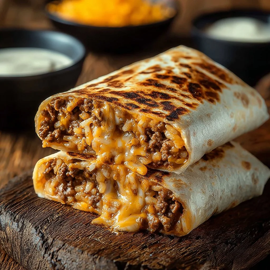 Delicious grilled cheese burrito with melted cheese and crispy tortilla.