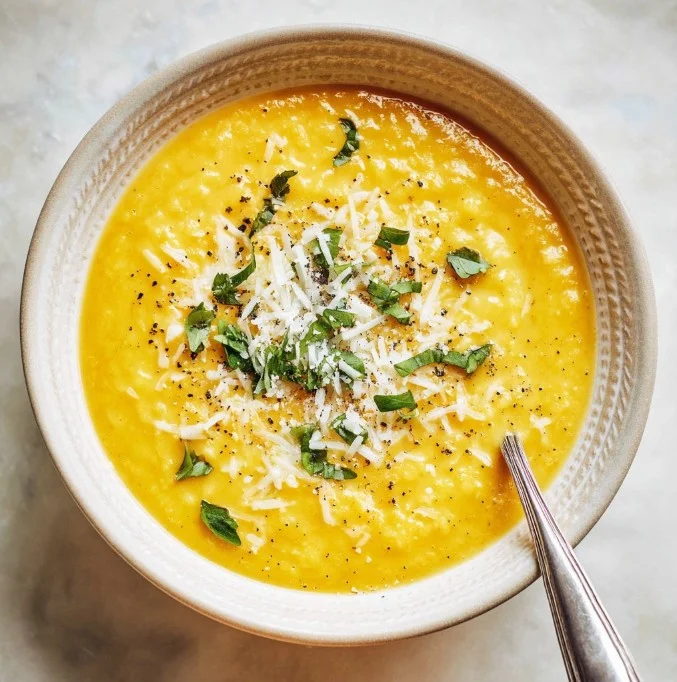 Bowl of Italian Penicillin Soup with fresh ingredients and herbs