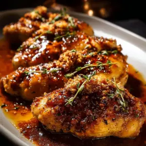 Plate of Maple Dijon Chicken garnished with herbs and served with sides