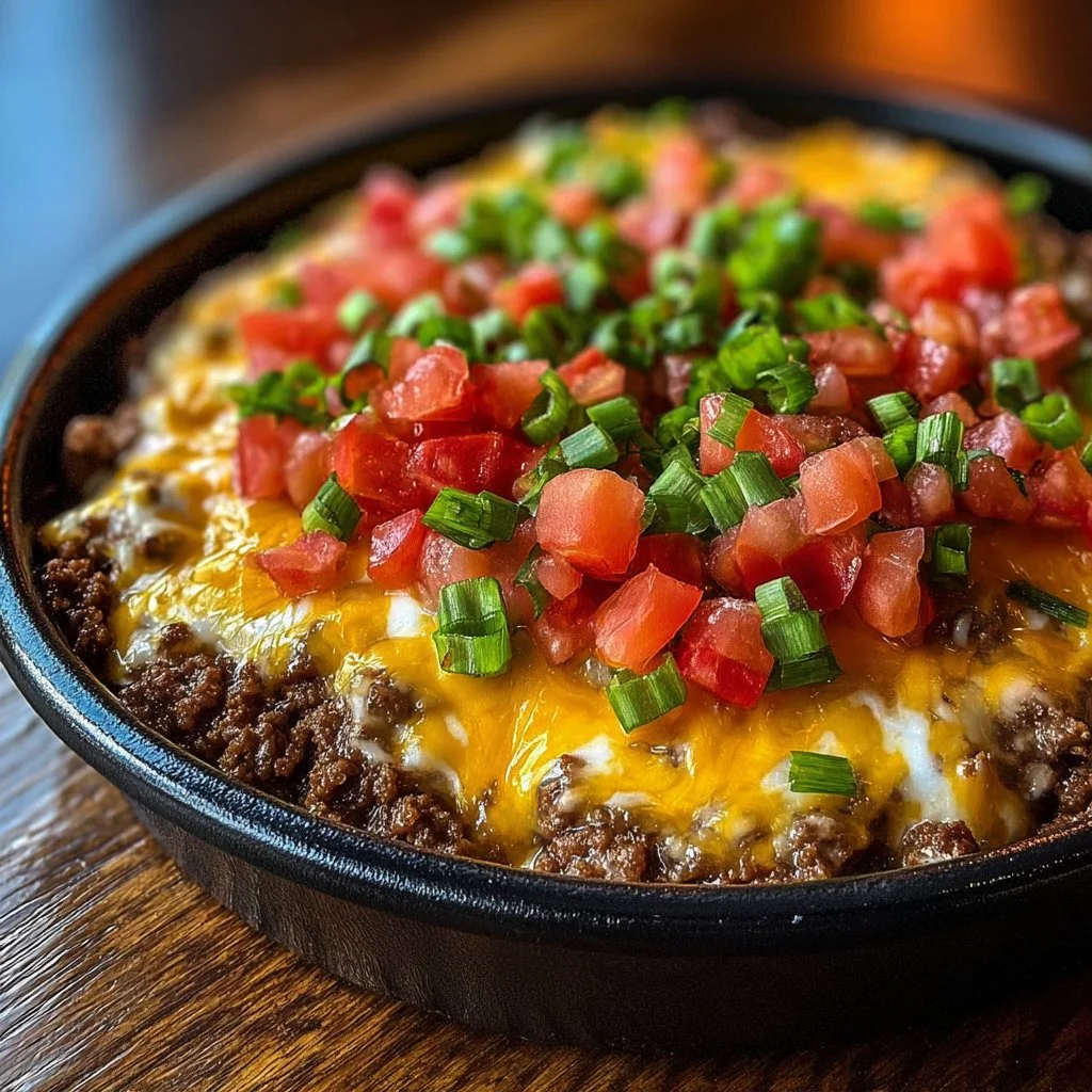 Delicious Meaty Texas Trash Dip served in a bowl with chips
