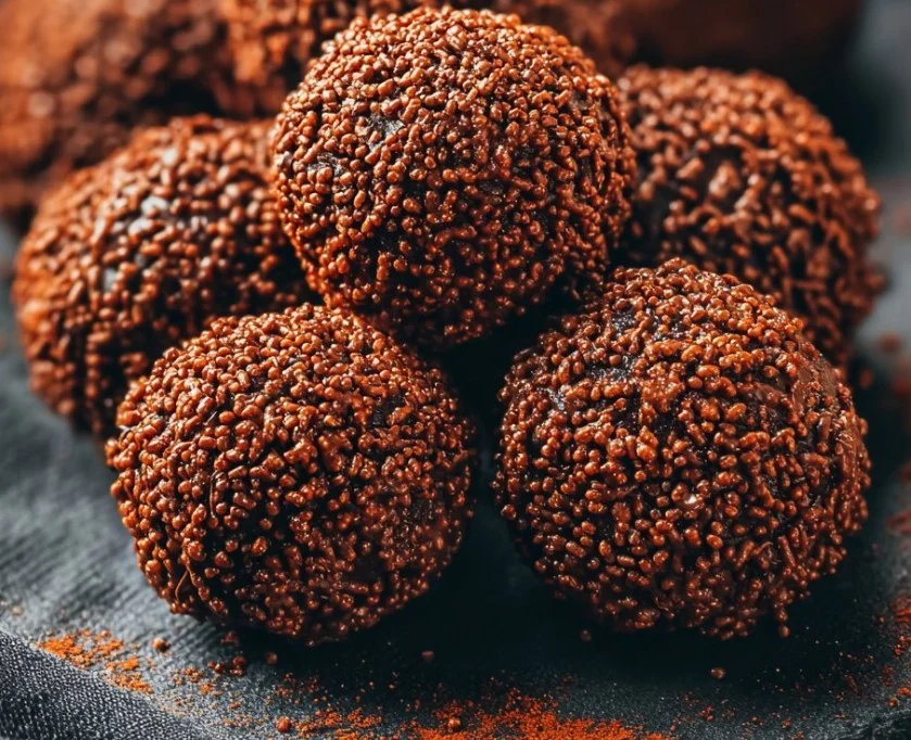 Delicious orange chocolate Christmas truffles ready for the holiday celebration